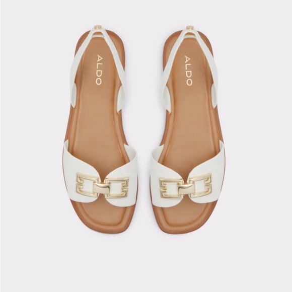 ALDO Women's White Sandals with Gold Accent Size US 11 - Picture 1 of 7